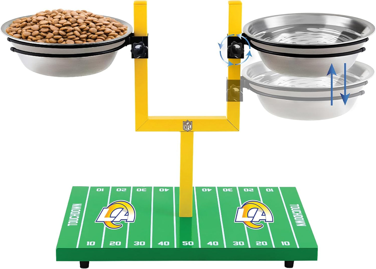 NFL Los Angeles Rams Goalpost Dog Feeder with Adjustable Bowls