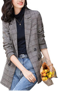 ebossy Women's Notch Lapel Boyfriend Blazer - Classic Houndstooth