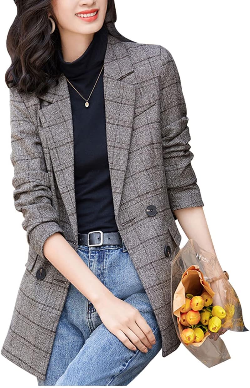 Stylish Women's Notch Lapel 2 Button Boyfriend Blazer Coat