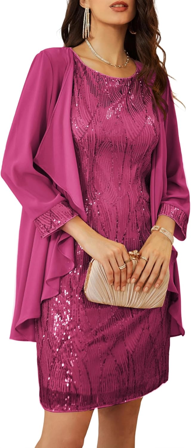 Stunning Women's Sequin Dress for Wedding Guests and Moms