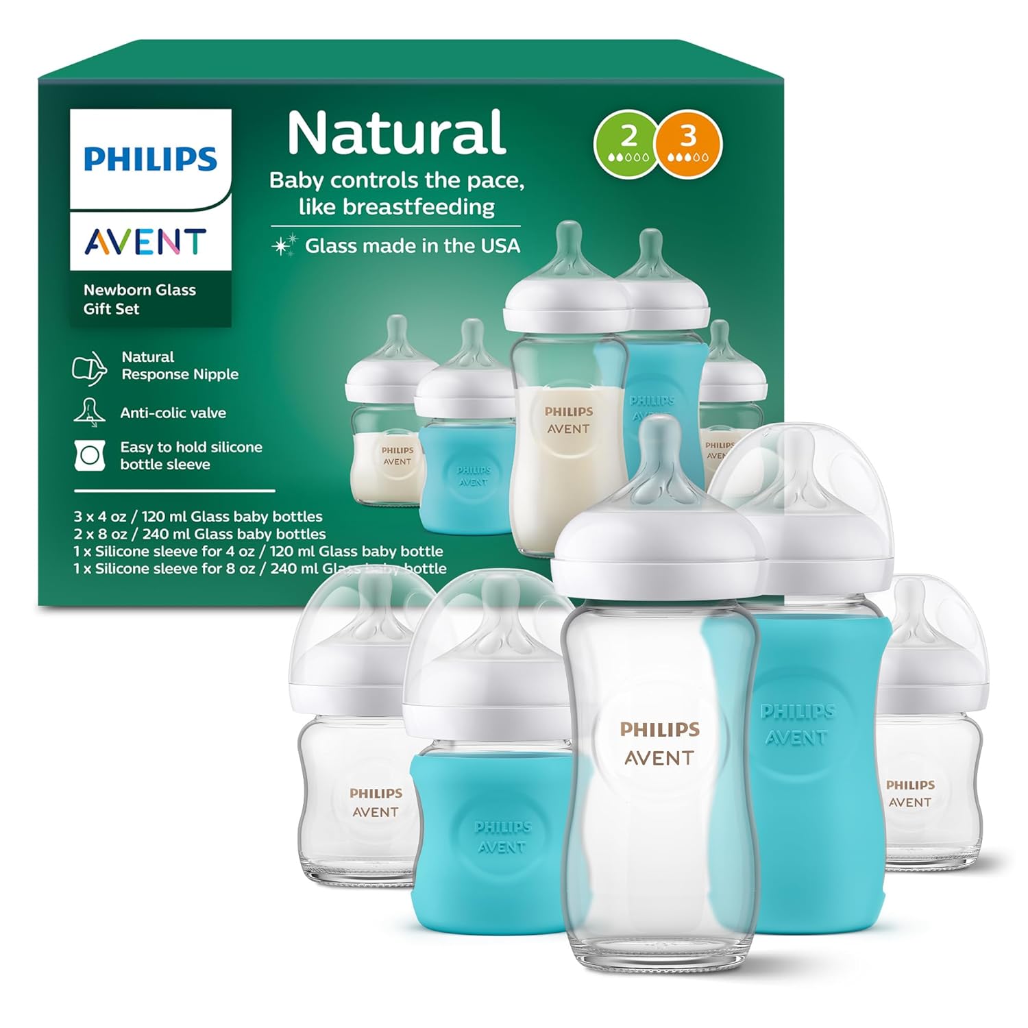 Philips Avent Glass Natural Bottle Set for Easy Feeding