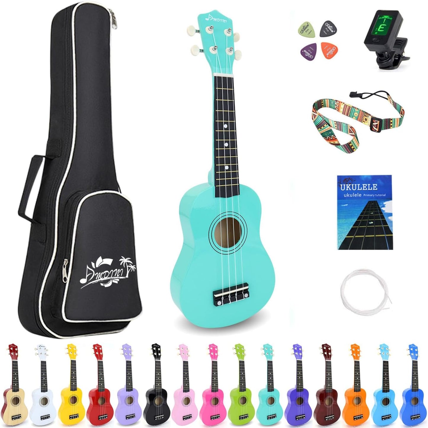 21 Inch Ukulele for Beginners - Amdini Soprano Kit Bundle