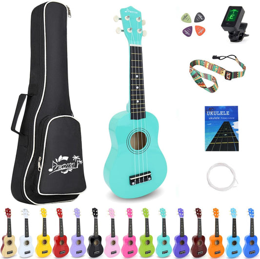 21 Inch Ukulele for Beginners - Amdini Soprano Kit Bundle