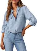 Astylish Women Button Down Denim Shirt - Soft Lightweight Comfort This