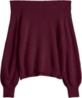 Off Shoulder Knit Sweater for Women - Cozy Long Sleeve Pullover Tops
