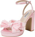 Women's Bow Knot Platform Heels Open Toe Sandals - Comfortable 4.5in