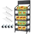 Retail Display Rack Shelf Cart 5 Tier 15 Hooks - Mobile Snack
