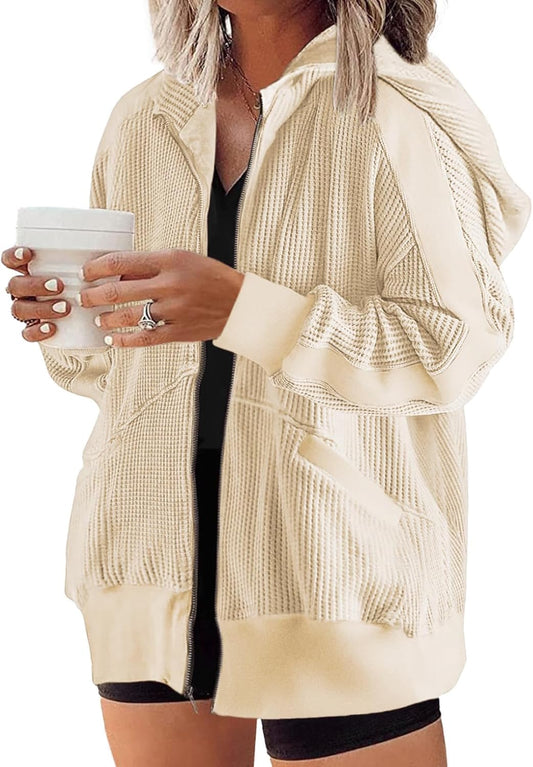 Eytino Womens Plus Size Long Sleeve Zip Up Casual Hoodies
