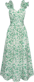 Women's Floral Sleeveless A-Line Sundress - Smocked Back, Pockets