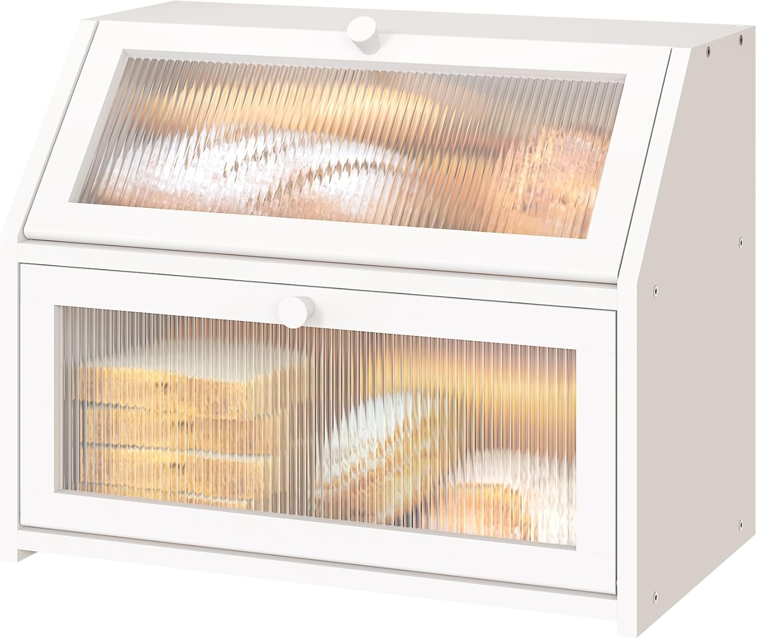 Large Bamboo Wood Double Layer Bread Box for Kitchen Storage