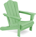 Folding Adirondack Chair - HDPE All-Weather Patio Chair Light Green