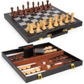 Chess Checkers Backgammon Set 3-in-1 Board Games Set - Portable Travel