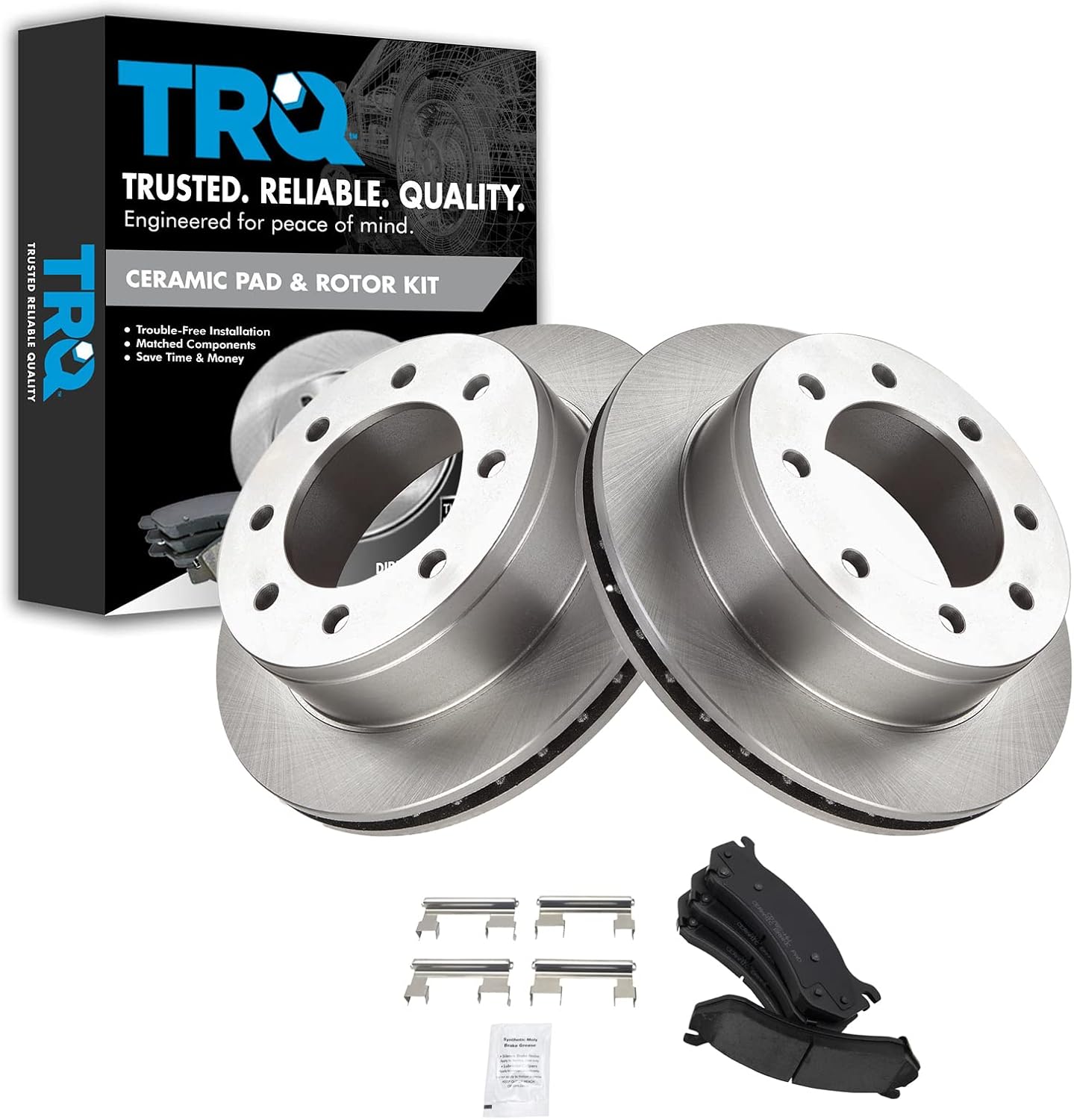 TRQ Rear Premium Posi Ceramic Disc Brake Pads & Rotors Kit