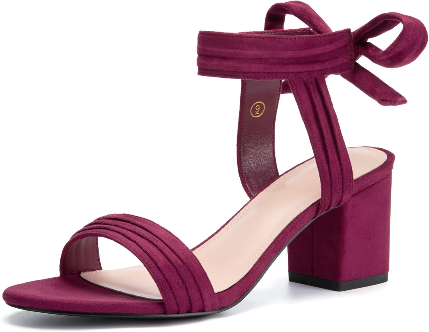 Coutgo Womens Open Toe Ankle Tie Back Low Block Heels Sandals