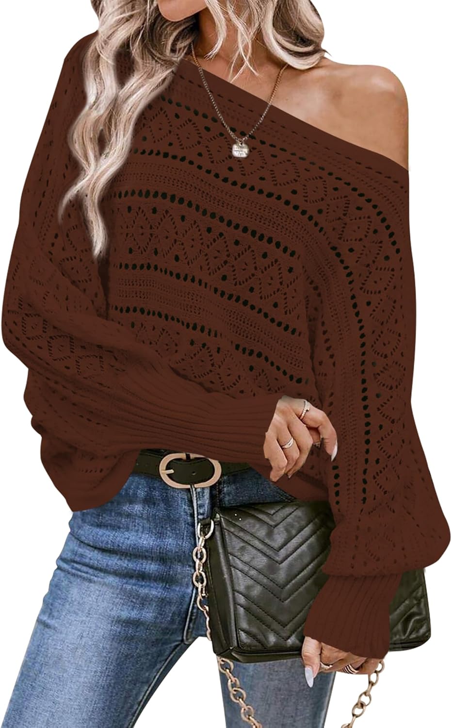 Cakulo Womens Off Shoulder Sweater Top for Fall Fashion 2025