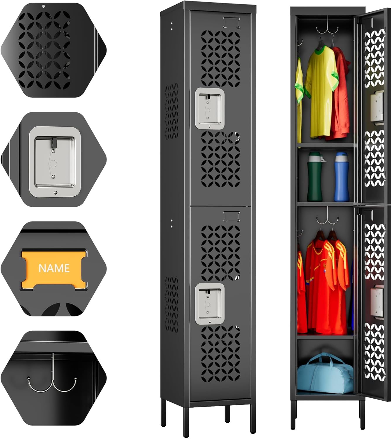 Aobabo 2 Doors Metal Storage Locker with Lock for Versatile Use
