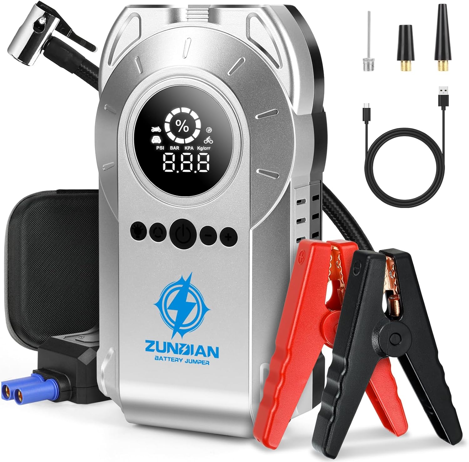 Jump Starter Tire Inflator 6000A Portable Car Battery Booster