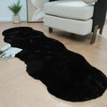 Black Faux Rabbit Fur Runner Rug 2x6 - Fluffy Washable Runner