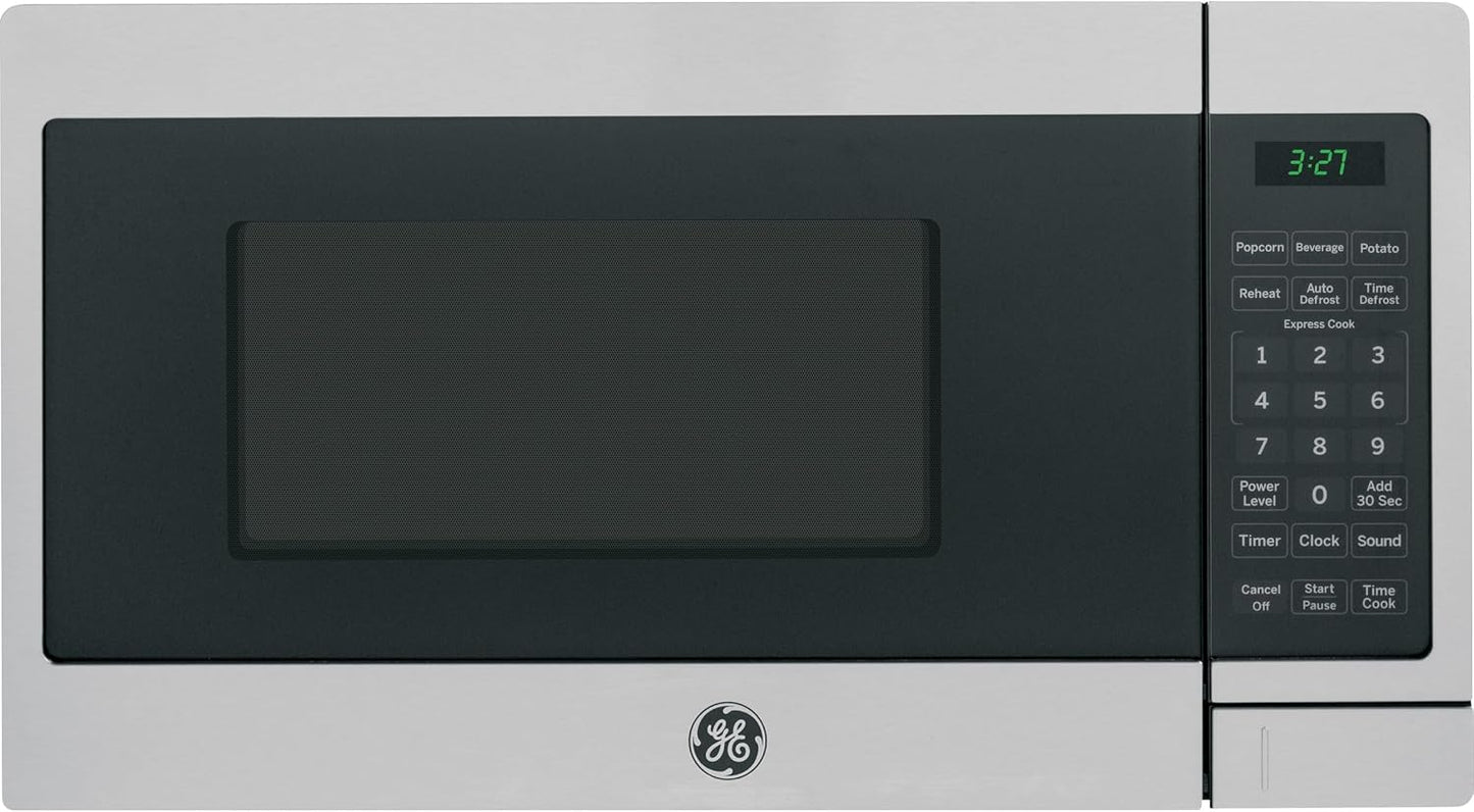 GE 700W Microwave Oven, Defrost Options, Stainless Steel