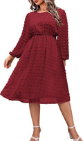 IN'VOLAND Women's Plus Size Swiss Dot Long Sleeve Dress Review