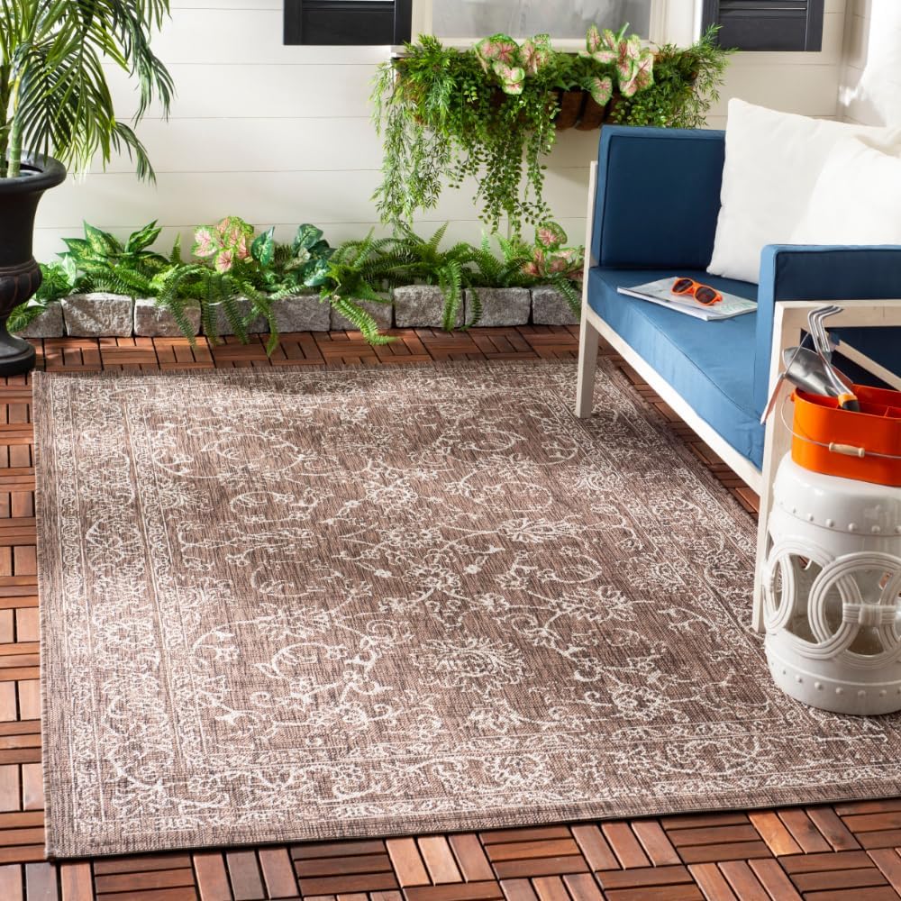 SAFAVIEH Courtyard Collection 6ft 7in x 9ft 6in Indoor-Outdoor Rug