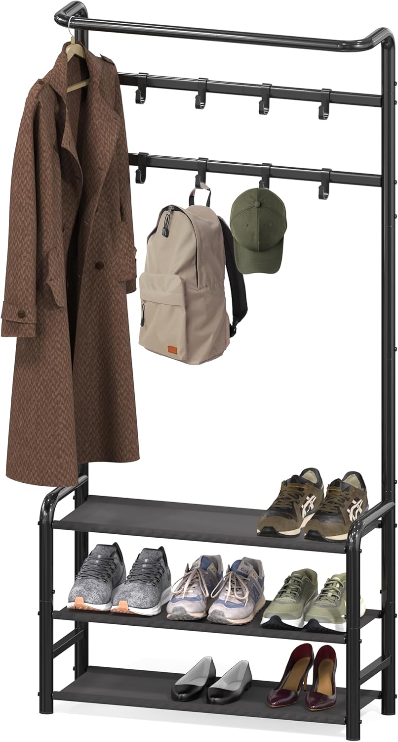 Simple Houseware Coat Rack with Storage Shelf for Entryway