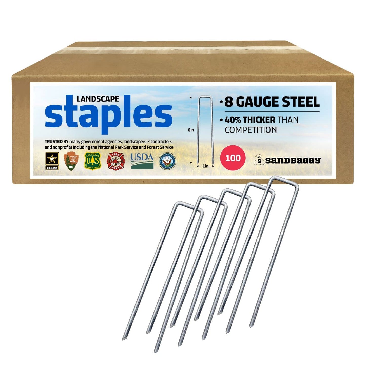 Sandbaggy 6 Inch Landscape Staples for Tough Soil Conditions