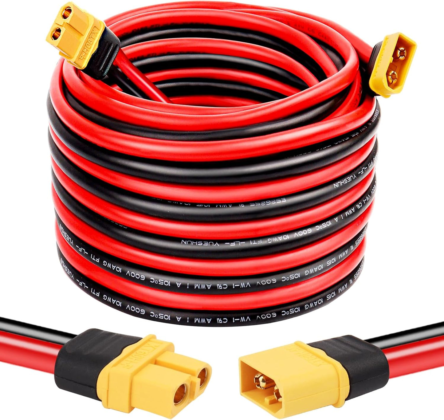 XT60 Extension Cable 10AWG 20FT for Solar Panels and RC Batteries