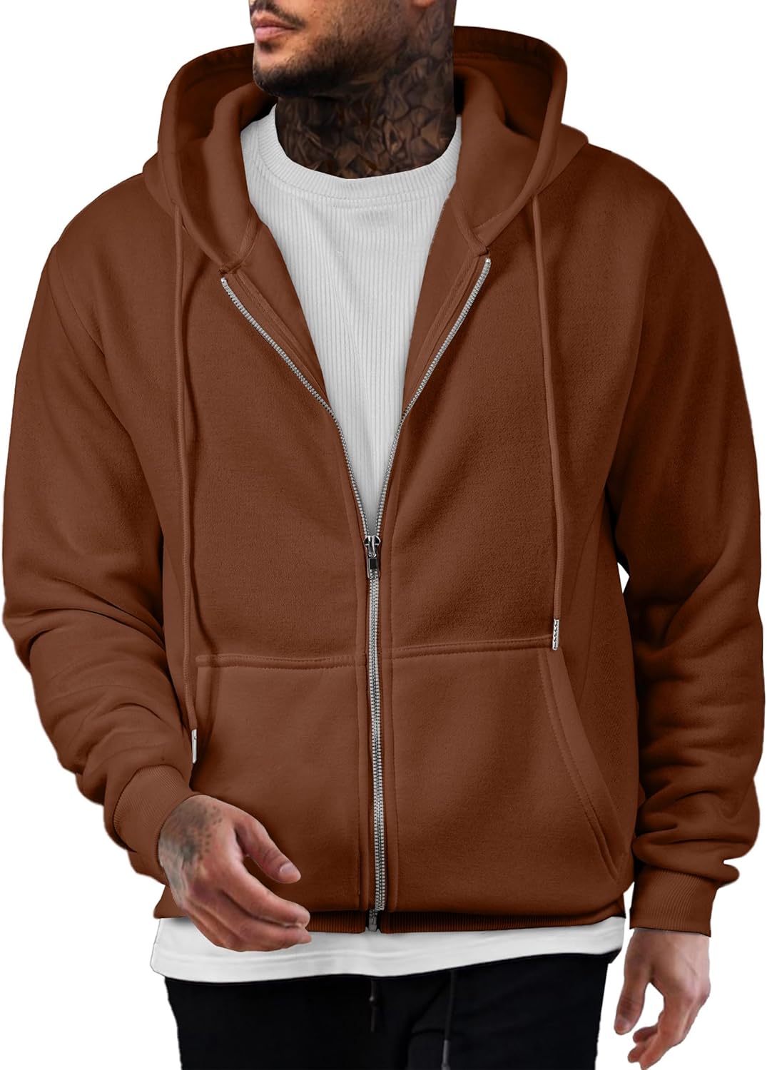 JMIERR Mens Full Zip Casual Cotton Hooded Fleece Sweatshirt