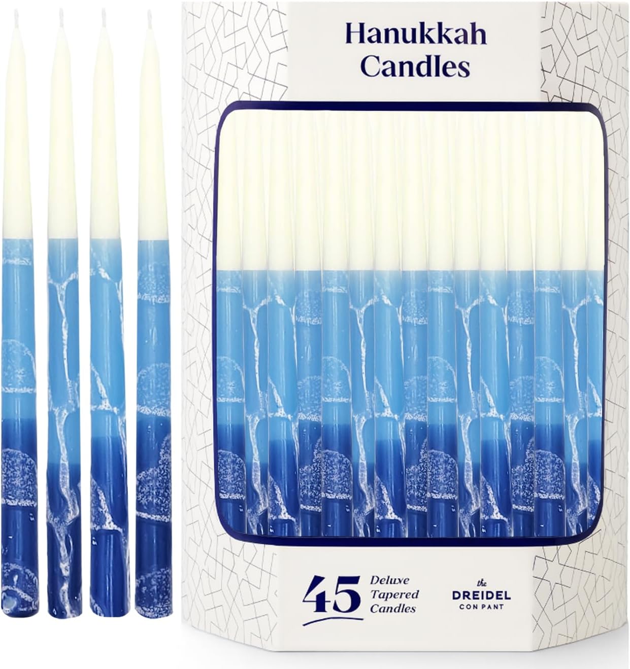 Premium Tapered Multi Blue Frosted Hanukkah Candles - 5-Pack