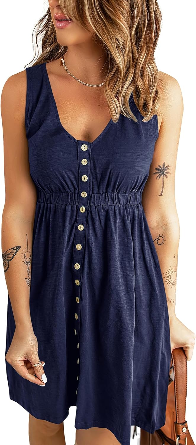 BTFBM Women Sleeveless Summer Dress for Stylish Beach Days