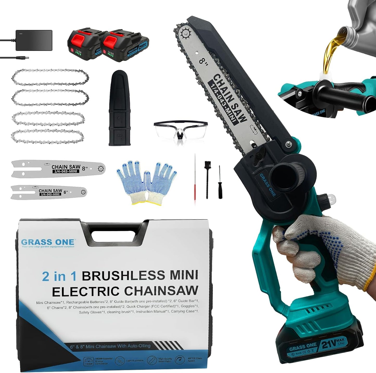 Mini Chainsaw for Trees and Branches - 8 inch & 6 Inch Power