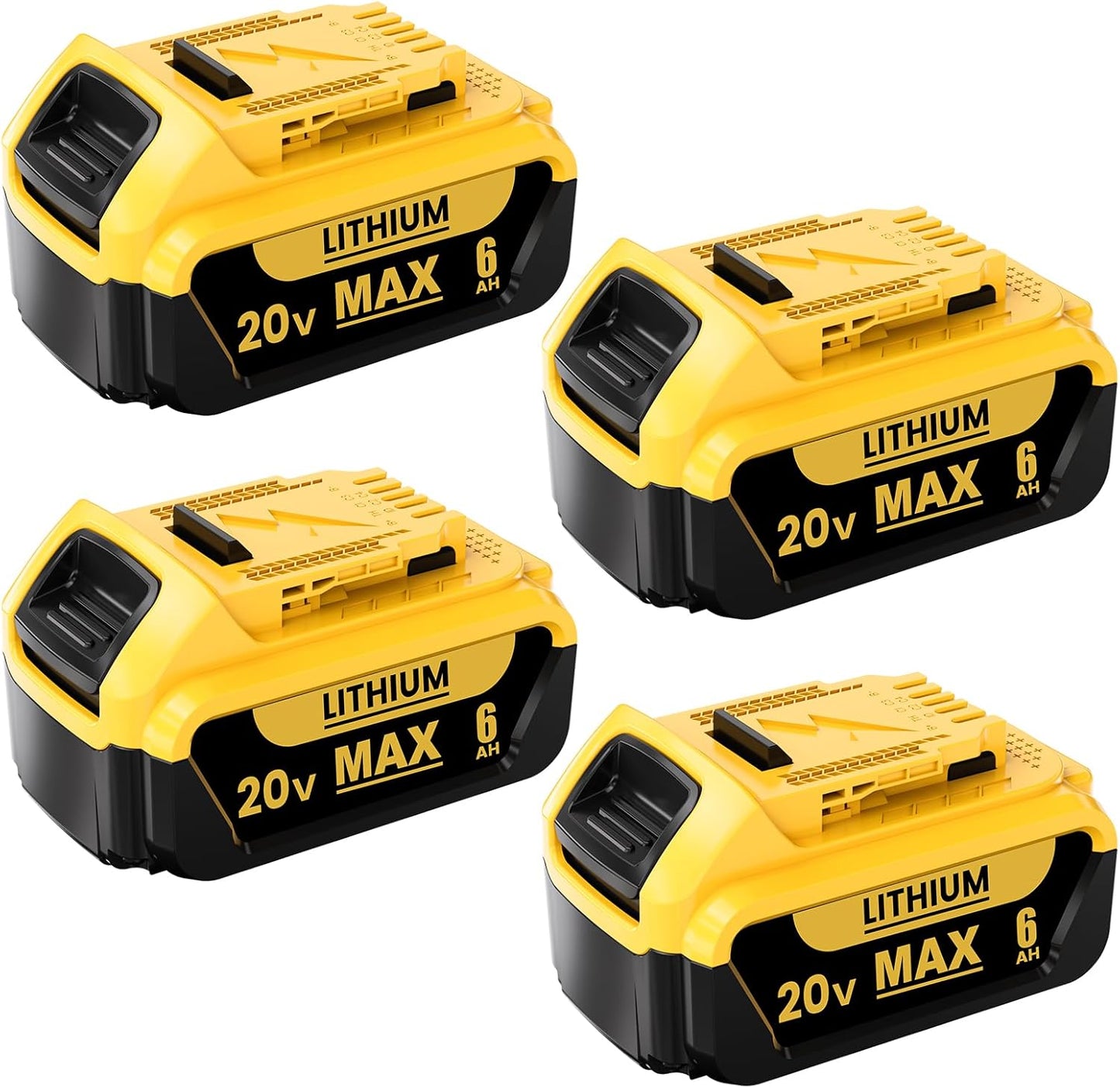 6.0Ah Replacement for Dewalt 20V Max Battery - 4 Packs