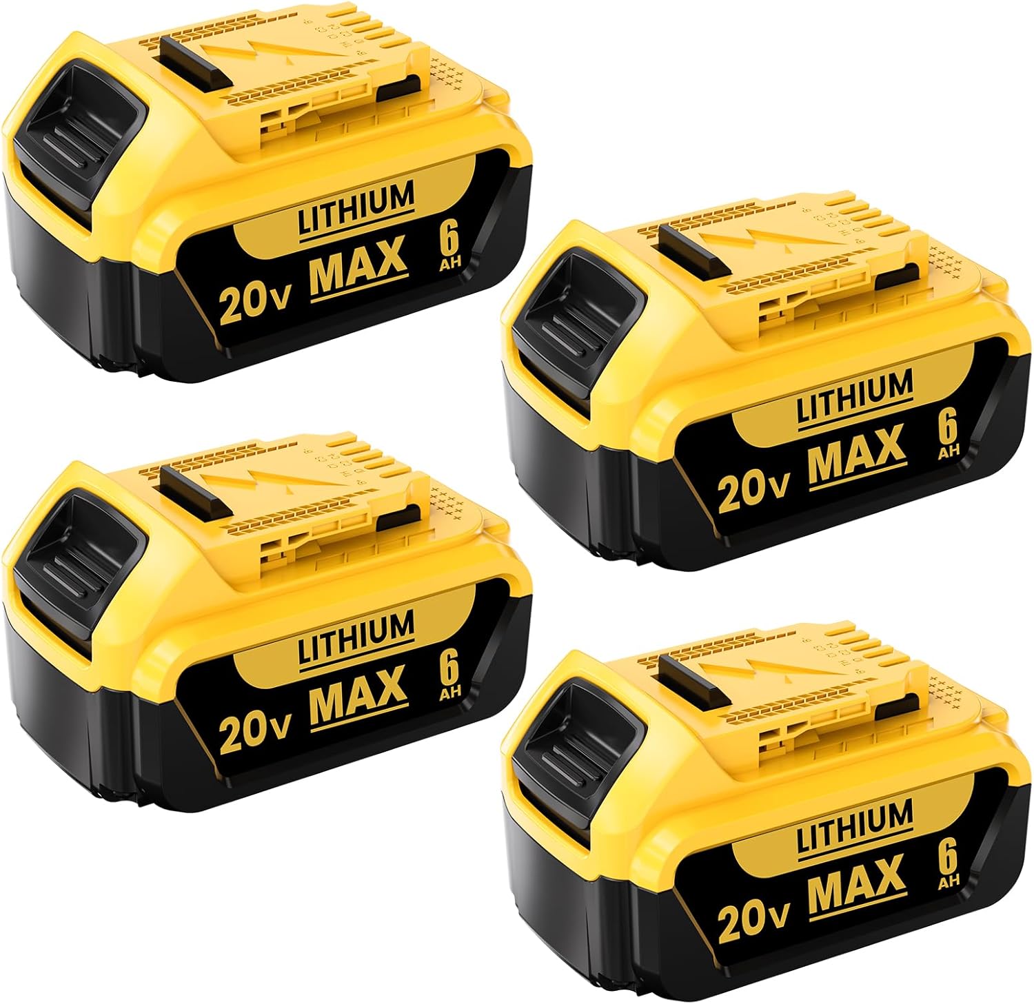 6.0Ah Replacement for Dewalt 20V Max Battery - 4 Packs