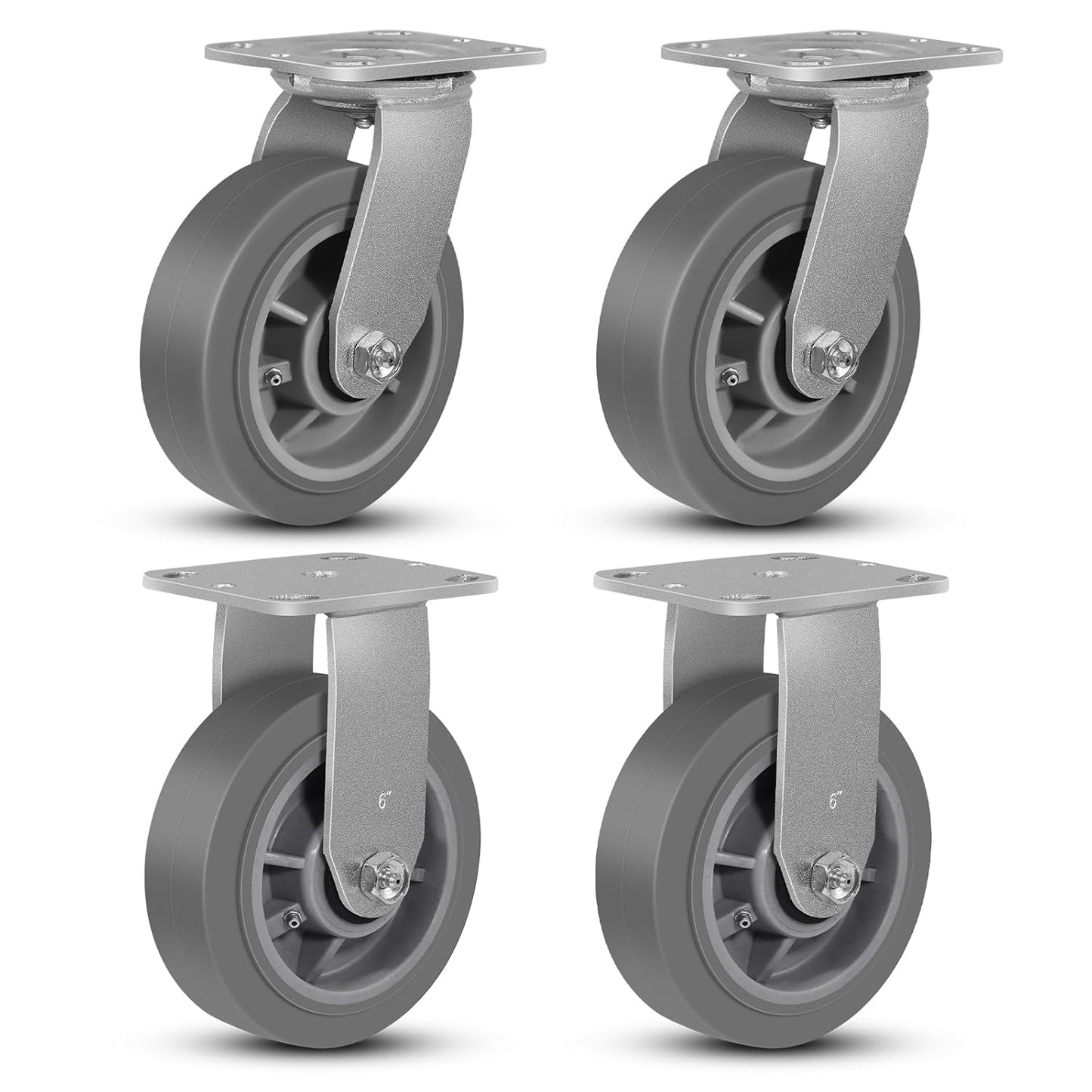 6 Heavy Duty Industrial Caster Wheels Set for Furniture and Tools