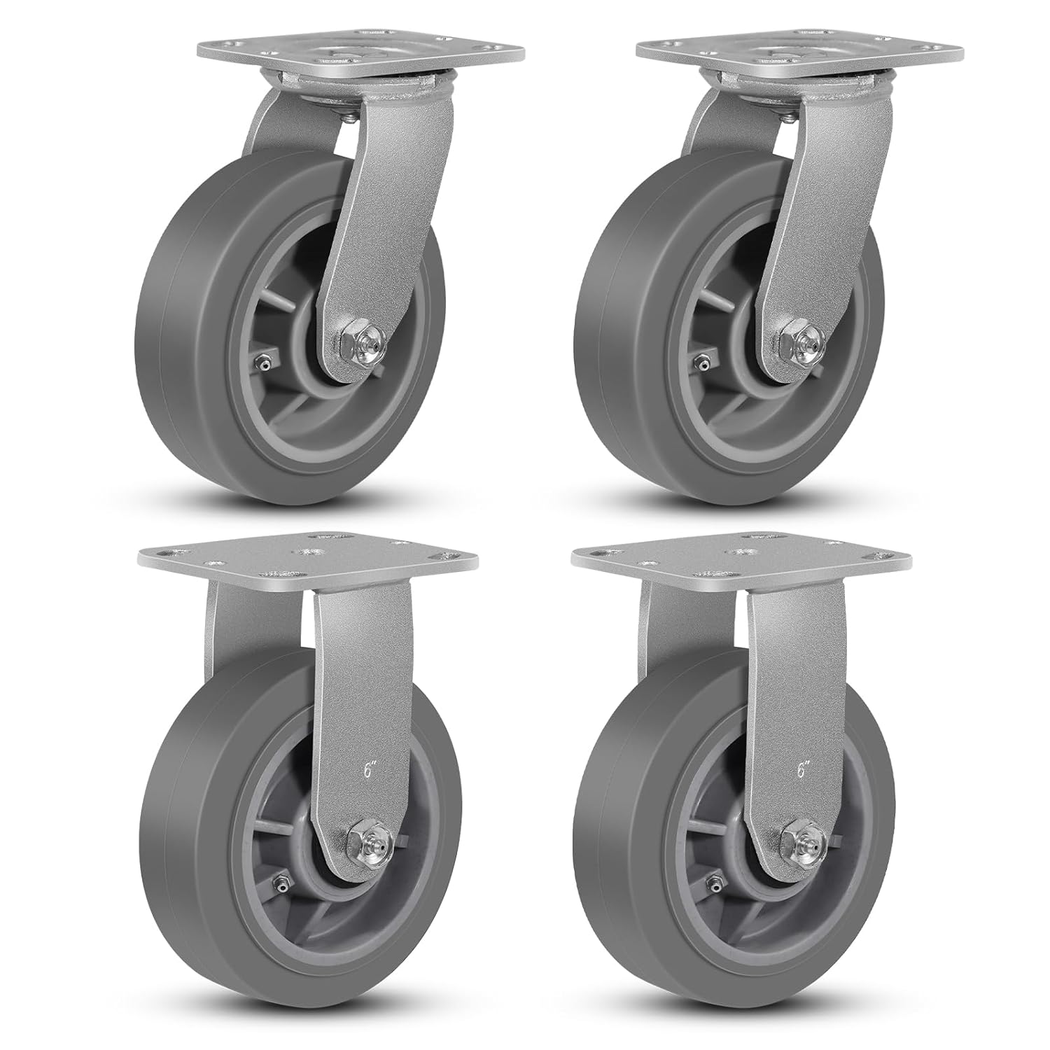 6 Heavy Duty Industrial Caster Wheels Set for Furniture and Tools