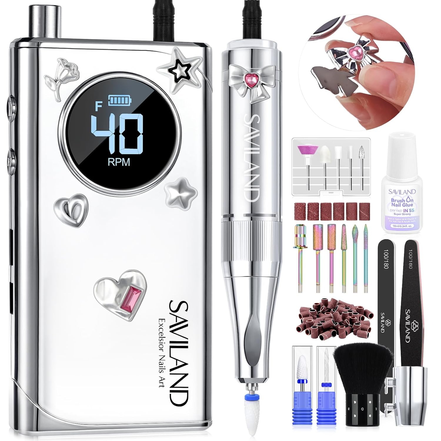 SAVILAND Professional Electric Nail Drill Kit for Salon Use