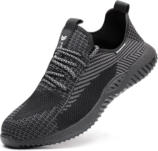 Furuian Steel Toe Shoes for Men - Comfortable Non Slip Sneakers
