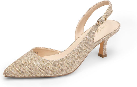 DREAM PAIRS Women's Kitten Heels Slingback Closed Pumps for Style
