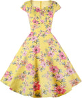 Hanpceirs Women's Cap Sleeve 1950s Retro Cocktail Swing Dress 16-18)