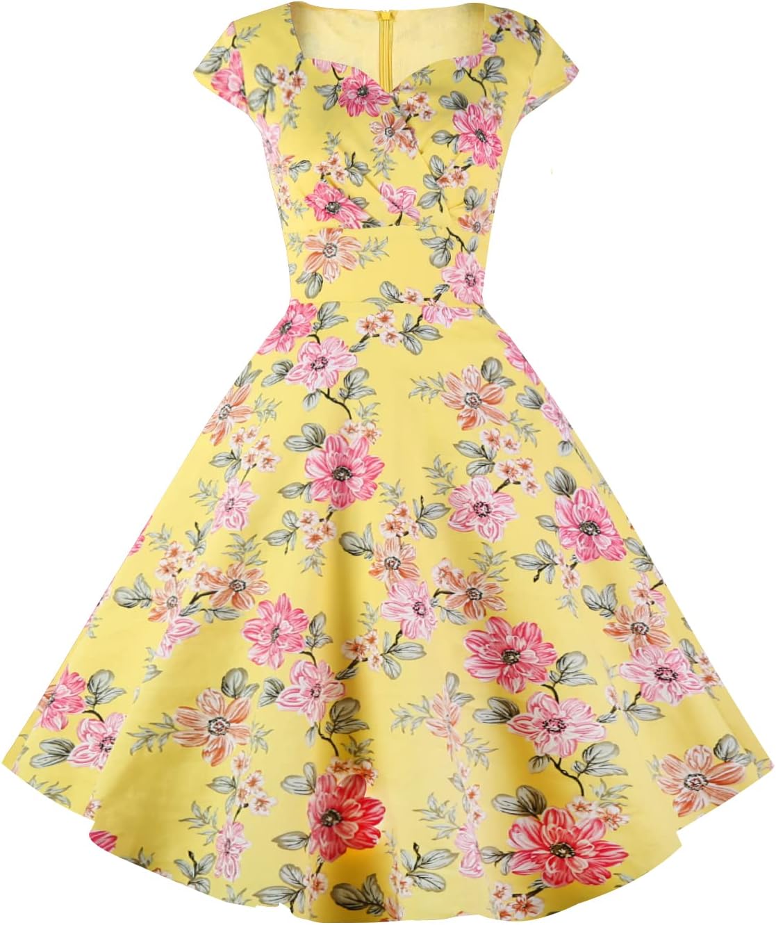 Vintage 1950s Retro Cocktail Swing Dress with Pockets for Women