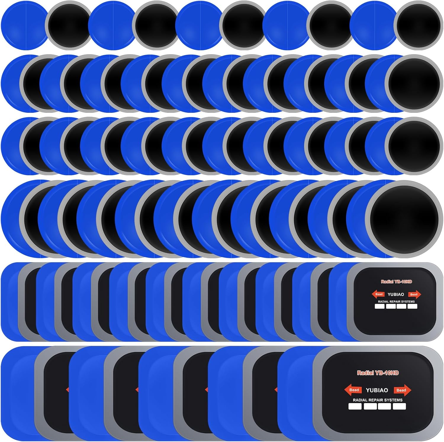 Tire Repair Patch Kit - 100 Pcs in 5 Sizes for Quick Fixes