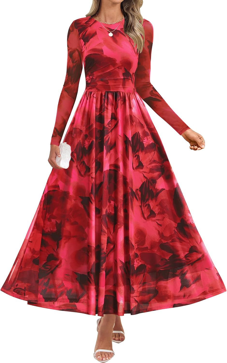 ZESICA Women's Floral Print Maxi Dress for Fall 2025 Events