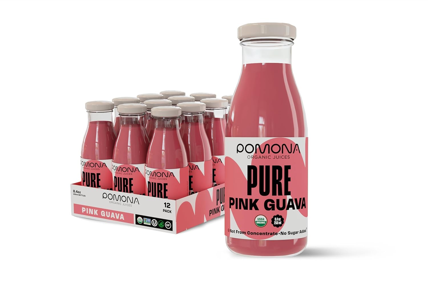Pure Pink Guava Juice - Organic, Cold Pressed, Non-GMO, 12 Pack