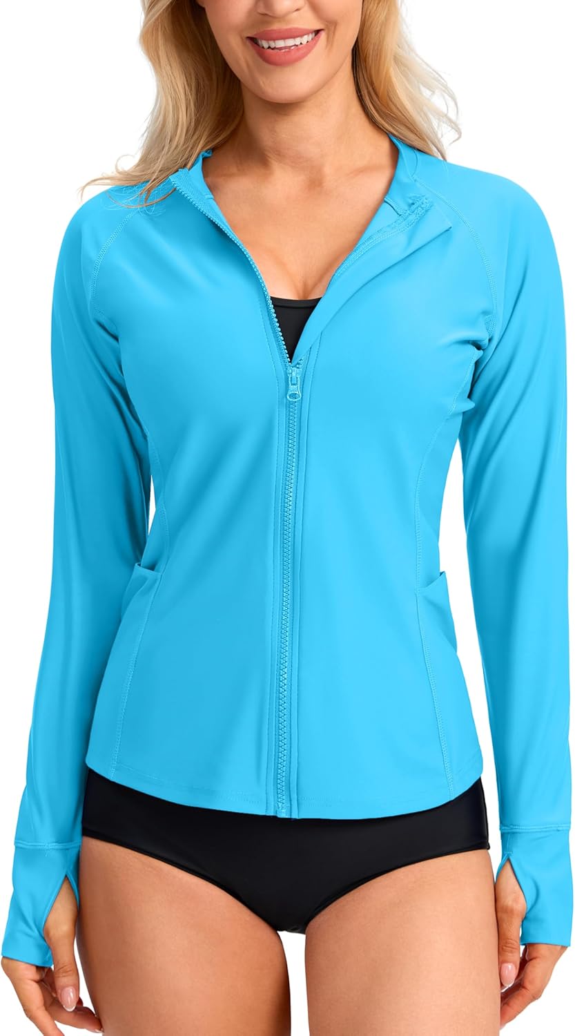 SANTINY Women's Rash Guard with UPF50+ Protection for Water Sports