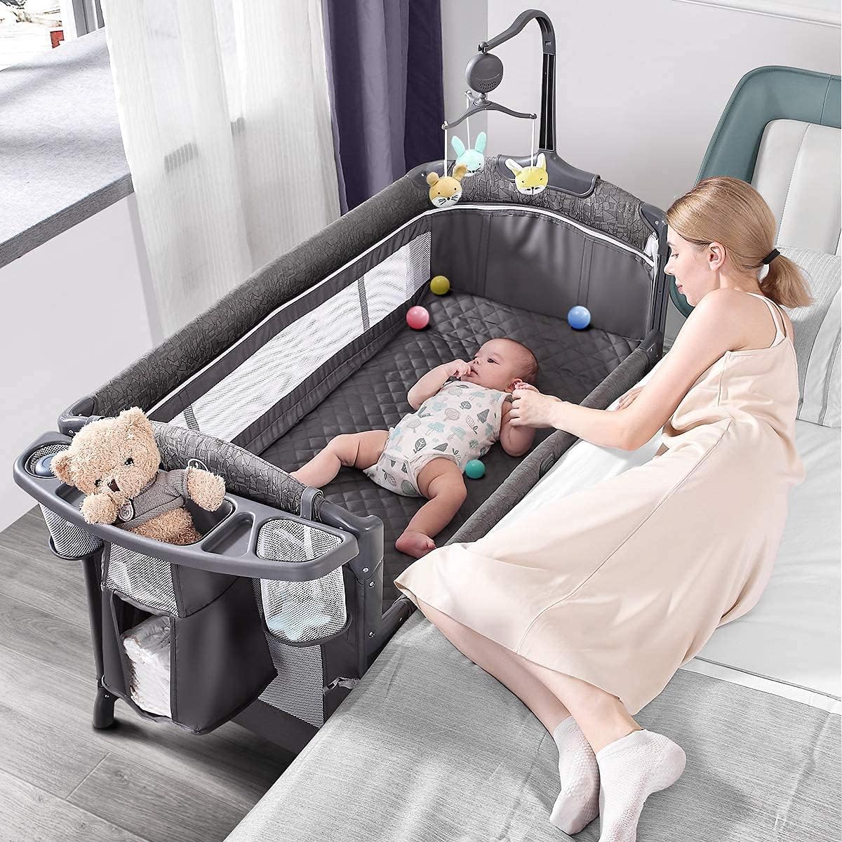 ADOVEL Baby Bassinet Bedside Crib for Peaceful Co-Sleeping