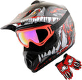 Youth Motocross BMX MX ATV Dirt Bike Helmet Bundle - Safe, Lightweight