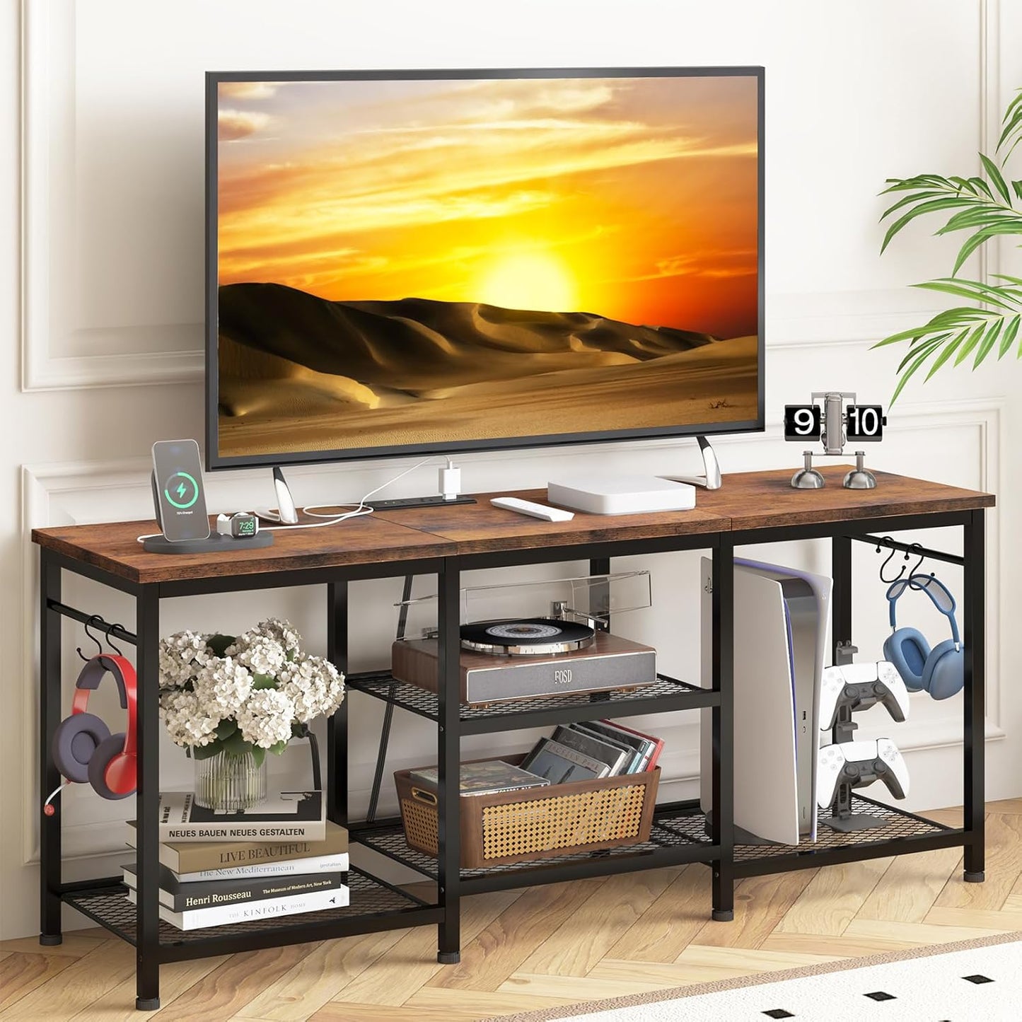 YGEOMER Entertainment Center for 55 inch TVs with Power Outlet