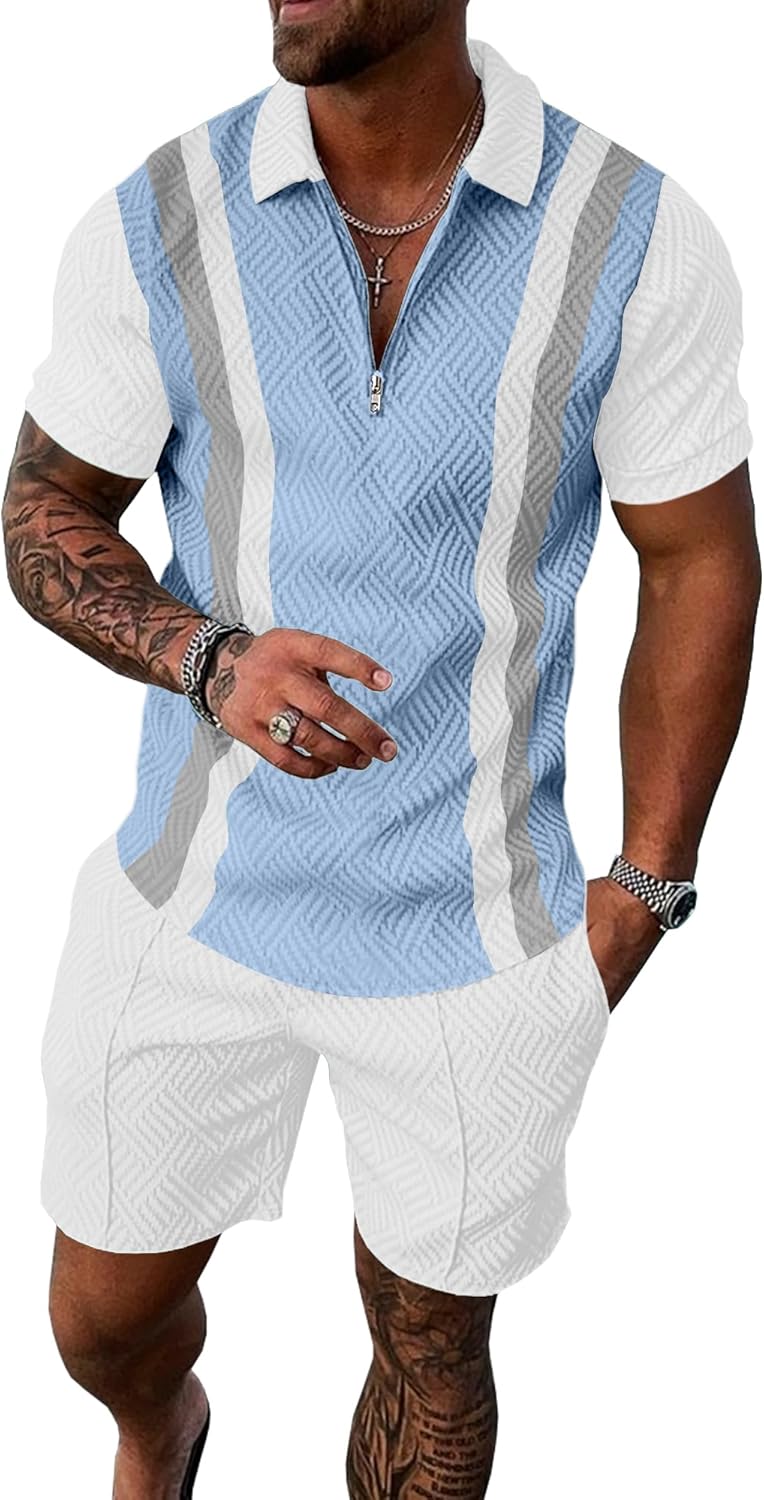 UOUA Mens Summer Track Suits Stylish 2 Piece Shorts Sets