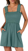 Women's Smocked Square Neck Romper - Flowy Backless Summer Jumpsuit